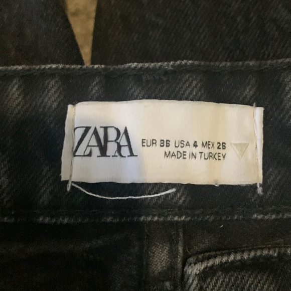Zara high waisted black wide leg distressed jeans - Picture 2 of 5